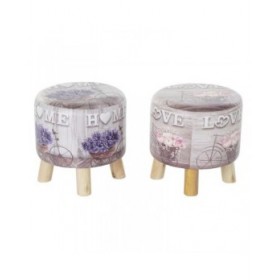 Poggiapiedi DKD Home Decor Grigio Bicicletta Rosa Lilla PU Pino (30 x 30 x 30 cm) (2 Unità) (30 x 30 x 32 cm)