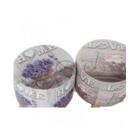 Poggiapiedi DKD Home Decor Grigio Bicicletta Rosa Lilla PU Pino (30 x 30 x 30 cm) (2 Unità) (30 x 30 x 32 cm)