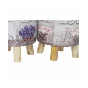Poggiapiedi DKD Home Decor Grigio Bicicletta Rosa Lilla PU Pino (30 x 30 x 30 cm) (2 Unità) (30 x 30 x 32 cm)