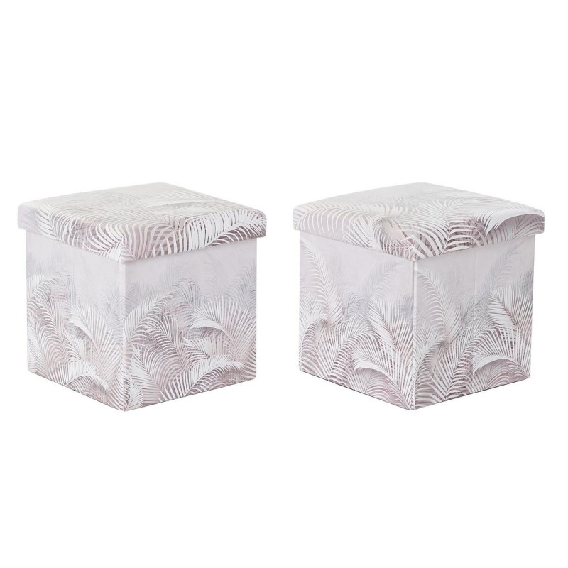 Scatola Multiuso DKD Home Decor Pieghevole PU Tropicale (2 Unità) (34 x 34 x 34 cm)