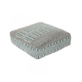 Cuscino DKD Home Decor Da terreno Righe Azzurro Poliestere Cotone Bianco Verde Boho (60 x 60 x 25 cm)