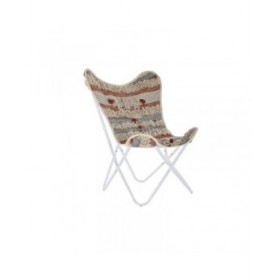 Poltrona da giardino DKD Home Decor Bianco Arancio Ferro 74 x 65 x 90 cm