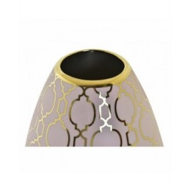 Vaso DKD Home Decor Porcellana Rosa Dorato Orientale (18 x 18 x 24 cm)