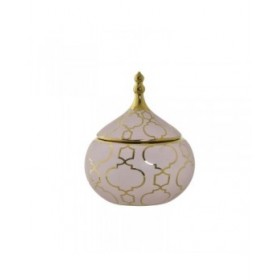 Scatola-Portagioie DKD Home Decor Rosa Dorato Porcellana 14 x 14 x 17 cm