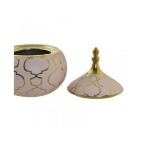 Scatola-Portagioie DKD Home Decor Rosa Dorato Porcellana 14 x 14 x 17 cm