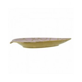 Centrotavola DKD Home Decor 27,5 x 16 x 3 cm Rosa Dorato Orientale Cromato Foglia della pianta