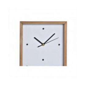 Orologio da Parete DKD Home Decor Bianco Marrone Legno Alluminio Case Città 20 x 4 x 30 cm