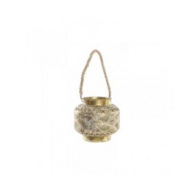 Lanterna DKD Home Decor 26,5 x 26,5 x 22 cm Finitura invecchiata Cristallo Dorato Metallo Arabo