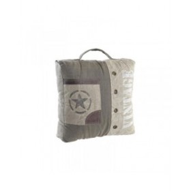 Cuscino DKD Home Decor Da terreno Beige Marrone Poliestere Cotone Pelle Stella Alluminio Vintage (50 x 14 x 50 cm)
