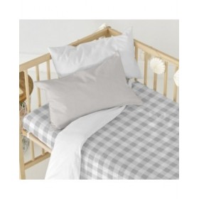Lenzuolo con angoli aderenti HappyFriday Basic Kids Grigio 70 x 140 x 14 cm Vichy
