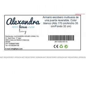Armadio per Scope Alexandra House Living Bianco Legno MDP 35 x 170 x 32 cm 1 ușă Reversibile