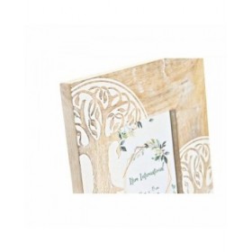 Cornice Portafoto DKD Home Decor Bianco Marrone Legno Cristallo Legno di mango Albero Indiano 20 x 2 x 25,5 cm