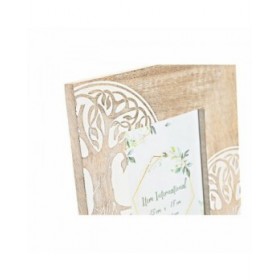 Cornice Portafoto DKD Home Decor Bianco Marrone Legno Cristallo Legno di mango Albero Indiano 23 x 2 x 28 cm