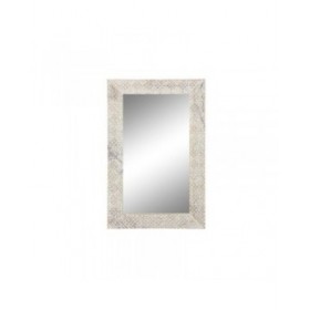 Specchio da parete DKD Home Decor Naturale Bianco Legno di mango (76,5 x 3 x 122 cm)