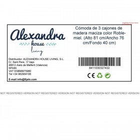 Cassettiera Alexandra House Living Rovere 76 x 81 x 39 cm 3 cassetti