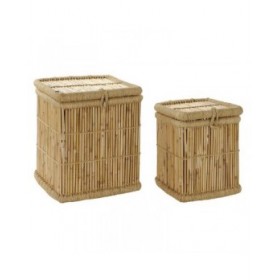Set di Cesti DKD Home Decor Naturale Bambù Corda (2 Pezzi)