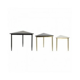 Set di 3 Tavolini DKD Home Decor Bianco Nero Verde Dorato 68 x 46,5 x 53 cm