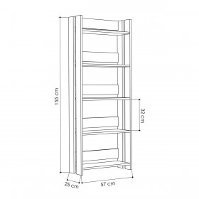 Libreria Alexandra House Living Bianco Legno MDP 57 x 155 x 25 cm 5 Mensole