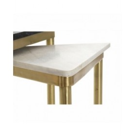 Set di 3 Tavolini DKD Home Decor Bianco Nero Verde Dorato 68 x 46,5 x 53 cm