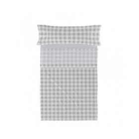 Set di Lenzuola HappyFriday Basic Kids Vichy Grigio Singolo 2 Pezzi