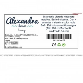 Scaffale ad Angolo Alexandra House Living Nero Rovere Metallo Legno MDP 67 x 159 x 33 cm 4 Mensole industriale