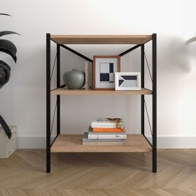 Libreria Alexandra House Living Nero Rovere Metallo Legno MDP 66 x 85 x 34 cm industriale 3 Mensole