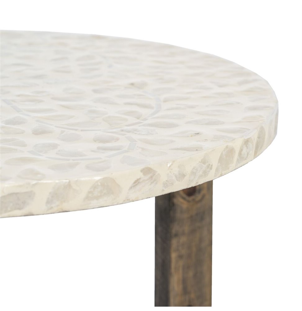 Tavolino da Caffè Alexandra House Living Bianco Legno MDP 80 x 28 x 50 cm Doppia altezza