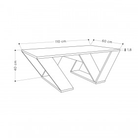 Tavolino da Caffè Alexandra House Living Diagonal Bianco Legno MDP 110 x 40 x 60 cm