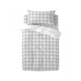 Set di copripiumino HappyFriday Basic Kids Grigio Culla Neonato Vichy 2 Pezzi