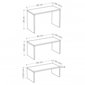Set di 3 tavoli Alexandra House Living Bianco Legno MDP 32 x 65 x 30 cm 24 x 65 x 30 cm 39 x 65 x 30 cm