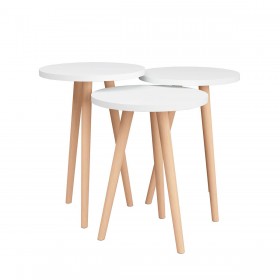 Set di 3 Tavolini Alexandra House Living Bianco Naturale Legno MDP 35 x 49 x 35 cm 35 x 45 x 35 cm 35 x 47 x 35 cm
