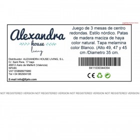 Set di 3 Tavolini Alexandra House Living Bianco Naturale Legno MDP 35 x 49 x 35 cm 35 x 45 x 35 cm 35 x 47 x 35 cm