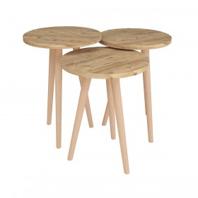 Set di 3 Tavolini Alexandra House Living Naturale Rovere Legno MDP 35 x 49 x 35 cm 35 x 45 x 35 cm 35 x 47 x 35 cm