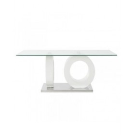 Tavolino da Caffè DKD Home Decor Bianco Trasparente Legno Cristallo Legno MDF 110 x 60 x 45 cm