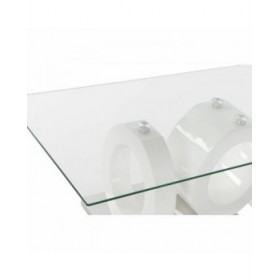 Tavolino da Caffè DKD Home Decor Bianco Trasparente Legno Cristallo Legno MDF 110 x 60 x 45 cm