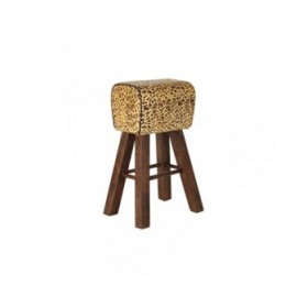 Sgabello DKD Home Decor Nero Legno Marrone Pelle (43 x 35 x 75 cm)