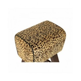 Sgabello DKD Home Decor Nero Legno Marrone Pelle (43 x 35 x 75 cm)