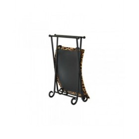 Poggiapiedi DKD Home Decor Nero Metallo Marrone Pelle Leopardo (55 x 45 x 41 cm)