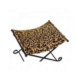 Poggiapiedi DKD Home Decor Nero Metallo Marrone Pelle Leopardo (55 x 45 x 41 cm)