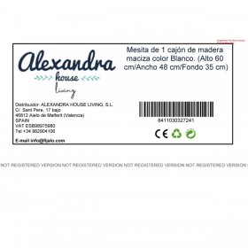 Comodino Alexandra House Living Bianco Metallo Legno di pino 47 x 60 x 35 cm 1 cassetto