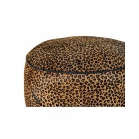 Poggiapiedi DKD Home Decor 46 x 46 x 50 cm Nero Marrone Leopardo Coloniale
