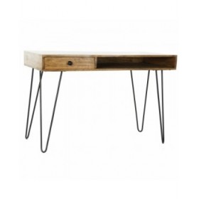 Scrivania DKD Home Decor 115 x 55 x 76 cm Naturale Nero Metallo