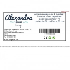 Armadio scarpiera Alexandra House Living Bianco 59 x 171 x 35 cm 2 porte 7 Mensole