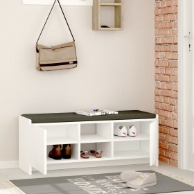 Panca portascarpe Alexandra House Living Bianco Grigio 110 x 43 x 37 cm 2 porte