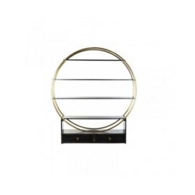 Scaffale DKD Home Decor Nero Dorato Metallo Pioppo 160 x 35 x 180 cm