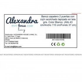 Panca portascarpe Alexandra House Living Bianco Grigio 110 x 43 x 37 cm 2 porte