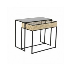 Tavolino da Caffè DKD Home Decor Nero Naturale 60 x 30 x 50 cm