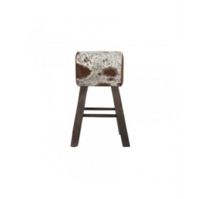 Sgabello DKD Home Decor Bianco Marrone Nero Pelle Legno 50 x 35 x 75 cm