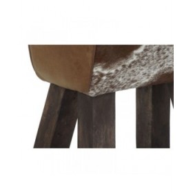 Sgabello DKD Home Decor Bianco Marrone Nero Pelle Legno 50 x 35 x 75 cm