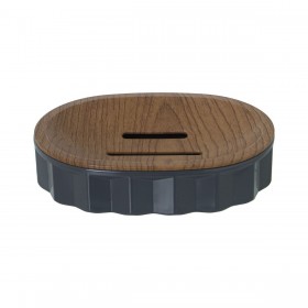 Portasapone Alexandra House Living Marrone Grigio Acrilico Plastica Legno 12 x 3 x 9 cm